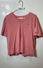 Load image into Gallery viewer, Lacoste Mens Pink Cotton Relaxed Fit Short Sleeve V-Neck T-Shirt Size 42
