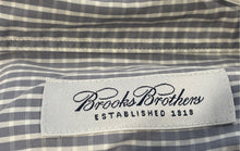 Load image into Gallery viewer, Brooks Brothers Mens Gray White Check Collared Formal Dress Shirt Size 18
