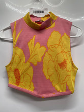 Load image into Gallery viewer, Zara Womens Yellow &amp; Pink Floral Sleevless Cropped Blouse Top Size S
