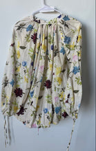Load image into Gallery viewer, Zara Womens Multicolor Floral Long Sleeve Split Neck Blouse Top Size Small
