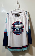 Load image into Gallery viewer, Troy Mens White Red Blue NHL Florida Alliance #3 Long Sleeve Jersey Size Small
