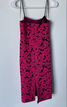 Load image into Gallery viewer, Zara Womens Pink And Black Floral Spaghetti Strap Slit Midi Bodycon Dress Size M
