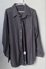 Load image into Gallery viewer, Tommy Hilfiger Mens Dark Gray Long Sleeve Collared Dress Shirt Size 17.5 34-35
