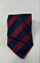 Load image into Gallery viewer, Hunt Club Mens Navy Blue Red Striped Silk Keeper Loop Adjustable Pointed Tie
