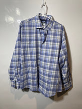 Load image into Gallery viewer, Tommy Hilfiger Mens Blue White Plaid Slim Fit Long Sleeve Dress Shirt Size XL
