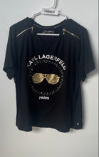 Load image into Gallery viewer, Karl Lagerfeld Womens Black Short Sleeve Round Neck Graphic T-Shirt Size XL
