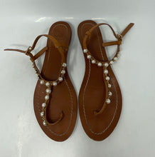 Load image into Gallery viewer, Authentic Tory Burch Womens Emmy Brown Pearl Flat Thong Sandals Size 7.5M Worn
