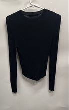 Load image into Gallery viewer, Zara Womens Black Ribbed Long Sleeve Crew Neck Regular Fit T-Shirt Size M
