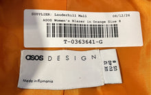 Load image into Gallery viewer, ASOS Womens Orange Notch Lapel Double Breasted Six-Button Blazer Size 8
