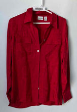 Load image into Gallery viewer, Chico's Womens Red Floral Print Silk Long Sleeve Button-Up Shirt Size 0
