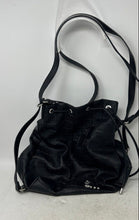 Load image into Gallery viewer, Steve Madden Womens Black Leather Drawstring Inner Pockets Bucket Bag
