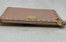 Load image into Gallery viewer, Michael Kors Womens Nude Saffiano Leather Studded Zip Top Wristlet Clutch Wallet

