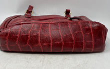 Load image into Gallery viewer, Ellen Tracy Womens Red Croc Embossed Faux Leather Inner Pocket Magnetic Tote Bag
