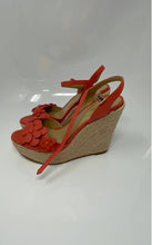 Load image into Gallery viewer, Michael Kors Womens Beige Dark Nude Leather Wedge Heel Slingback Sandals Size 6M

