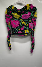 Load image into Gallery viewer, Zara Womens Multicolor Floral Long Sleeve Ruched Cropped Blouse Top Size XS

