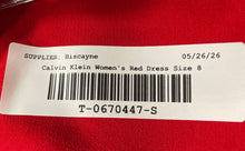 Load image into Gallery viewer, Calvin Klein Womens Red Sleeveless Pleated Back Zip Round Neck Sheath Dress Sz 8

