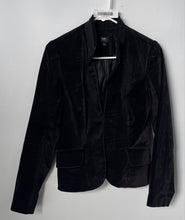Load image into Gallery viewer, Mossimo Womens Black Velvet Stretch Long Sleeve Hook &amp; Eye Front Blazer Size S
