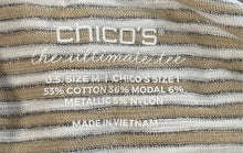 Load image into Gallery viewer, Chico's Womens Beige White Striped Print Long Sleeve Blouse Top Size M
