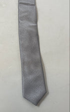 Load image into Gallery viewer, The Tie Bar Mens Silver Textured Wave Print Silk Keeper Loop Pointed Tie
