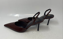 Load image into Gallery viewer, Zara Womens Brown Leather Buckle Pointed Toe Slingback Heels Size EUR 40

