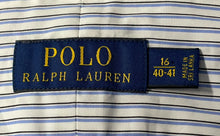 Load image into Gallery viewer, Polo Ralph Lauren Mens White Blue Striped Cotton Dress Shirt Size 16 With Tag

