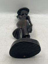 Load image into Gallery viewer, Mid-Century Woman Carrying Basket Carving Asian Decor Wood Statue Figurines
