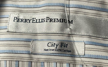 Load image into Gallery viewer, Perry Ellis Mens Multicolor Striped Cotton Premium City Fit Dress Shirt 17 1/2
