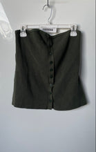 Load image into Gallery viewer, Abercrombie &amp; Fitch Womens Green Ribbed Strapless Button Front Blouse Top Sz XL
