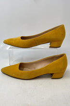Load image into Gallery viewer, Franco Sarto Womens Mustard Color Leather Square Toe Slip On Pump Heels Size 9 M
