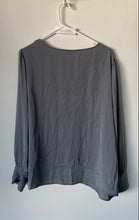 Load image into Gallery viewer, Express Womens Gray Balloon Sleeve Criss-Cross V-neck Blouse Top Size XL

