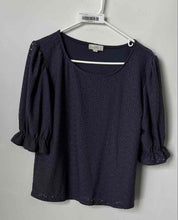 Load image into Gallery viewer, Loft Womens Purple Eyelet Puff Sleeve Scoop Neck Blouse Top Size Small
