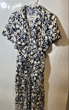 Load image into Gallery viewer, Old Navy Womens Blue White Floral Cotton Collared Cut Out Midi Shirt Dress Sz L
