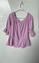 Load image into Gallery viewer, Ann Taylor Womens Lilac 3/4 Puff Sleeve Off The Shoulder Peplum Blouse Top Sz XL
