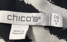 Load image into Gallery viewer, Chico's Womens Black White Animal Print Long Sleeve Button-Up Shirt Size 6
