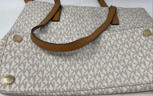 Load image into Gallery viewer, Michael Kors Womens Jet Set Beige Brown Signature Print Double Handle Tote Bag
