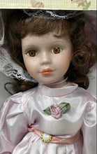 Load image into Gallery viewer, Dandee Keepsake Memories Blonde Brown Eyes Pink Dress Flowers Porcelain Doll

