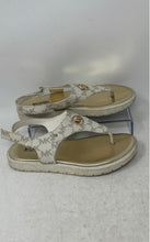 Load image into Gallery viewer, Michael Kors Girls Gold Tone Signature Print Flat Thong Sandals Size 3
