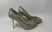 Load image into Gallery viewer, Michael Kors Womens Gold-Tone Glitter Peep Toe Platform Pump Heels Size 7
