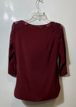 Load image into Gallery viewer, Express Womens Wine 3/4 Sleeve Round Neck Keyhole Cutout Tunic Blouse Top Sz S/P
