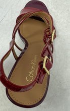 Load image into Gallery viewer, Calvin Klein Womens Caisiey Red Leather Open Toe Buckle Strappy Heels Size 5
