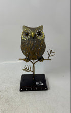 Load image into Gallery viewer, Ross Brown Embellished Owl Standing On Branch Decorative Tabletop Sculpture
