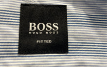 Load image into Gallery viewer, Hugo Boss Mens Light Blue Striped Fitted Long Sleeve Button-Up Shirt Size L
