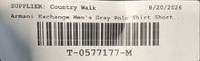Load image into Gallery viewer, Armani Exchange Mens Gray Short Sleeve Quarter-Zip Polo Shirt Size Medium
