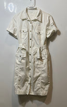 Load image into Gallery viewer, Calvin Klein Womens White Short Sleeve Flap Pockets Collared A-Line Dress Sz 10
