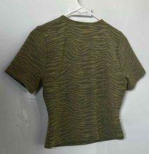 Load image into Gallery viewer, Michael Kors Womens Green Zebra Print Button Front Cropped Blouse Top Size XS
