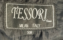Load image into Gallery viewer, Tessori Milan Italy Mens Black Long Sleeve Double-Breasted Blazer Size 50R
