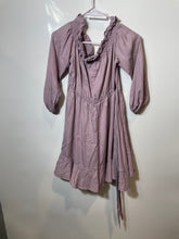 Load image into Gallery viewer, Express Womens Purple Smocked Off The Shoulder Balloon Sleeve A-Line Dress Sz M
