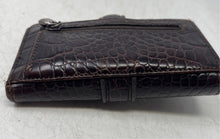 Load image into Gallery viewer, Brighton Womens Brown Croc Embossed Leather Card Holder Bi-Fold Wallet
