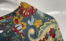 Load image into Gallery viewer, Liz &amp; Co Womens Blue Multi Floral Cotton 3/4 Sleeve Blouse Top Size Medium
