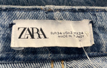 Load image into Gallery viewer, Zara Womens Blue Raw Hem Stretch Denim Straight Leg Jeans Pants Size 2
